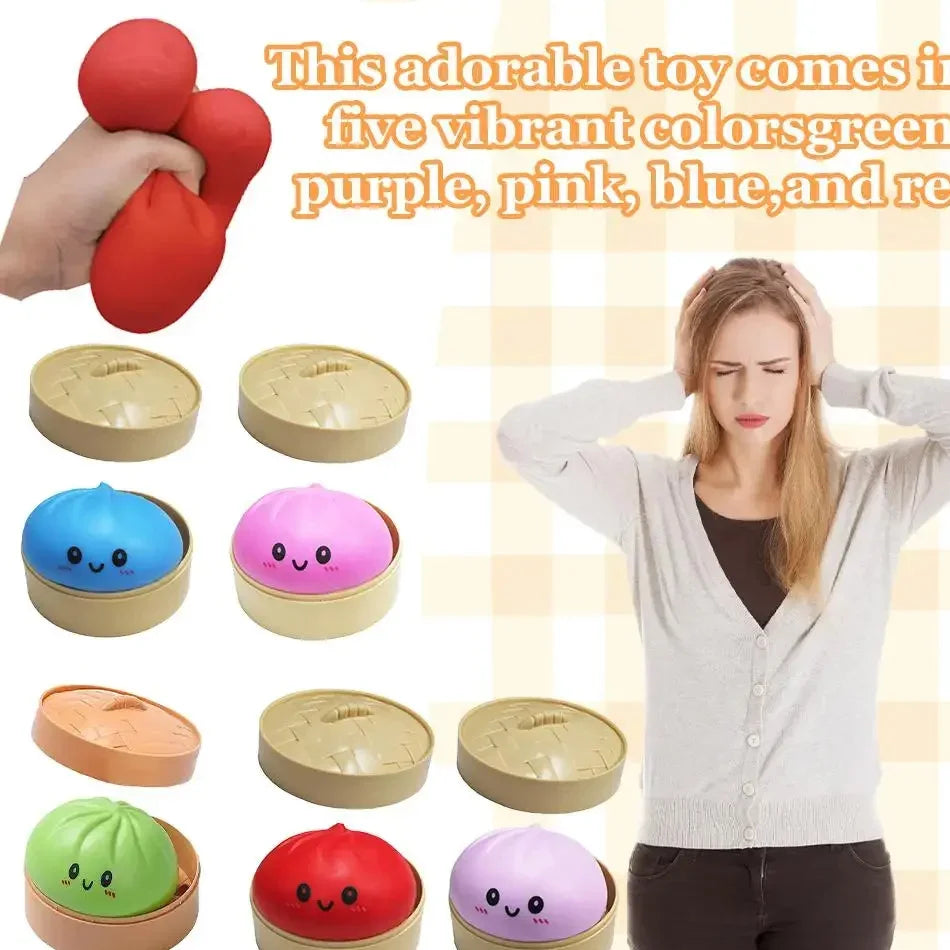 Dumpling Pressure Dumpling Squishies Cute Colorful Bun Toy Slow Rising Stress Relief Fidget Toy for Kids Adults Anti-Anxiety Toy