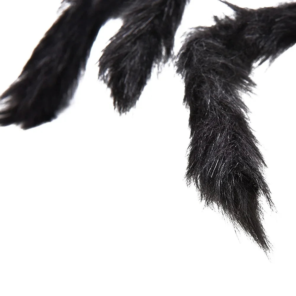 Black Plush Spider with Bendable Legs – Halloween Decoration