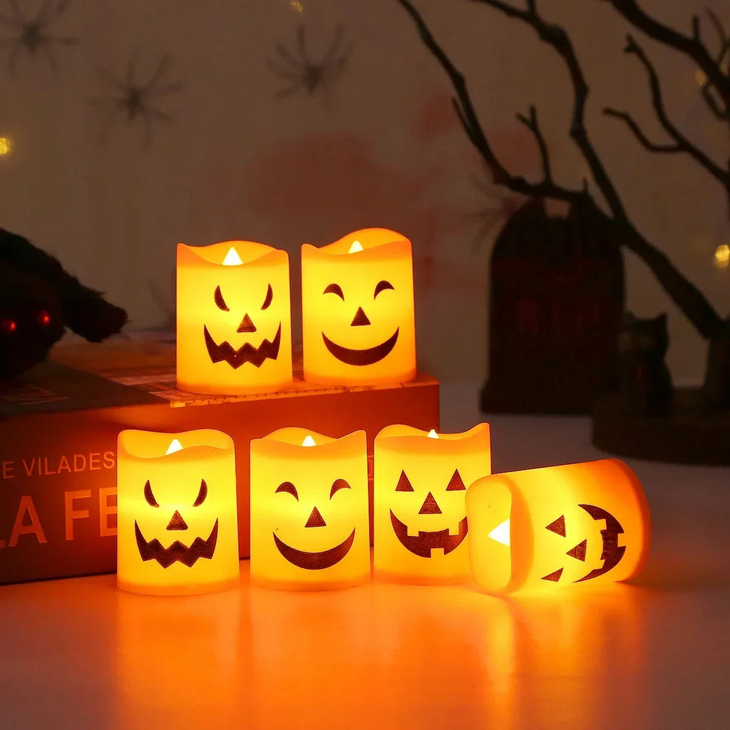 Halloween Jack-o’-Lantern LED Candles – 6-Piece Set