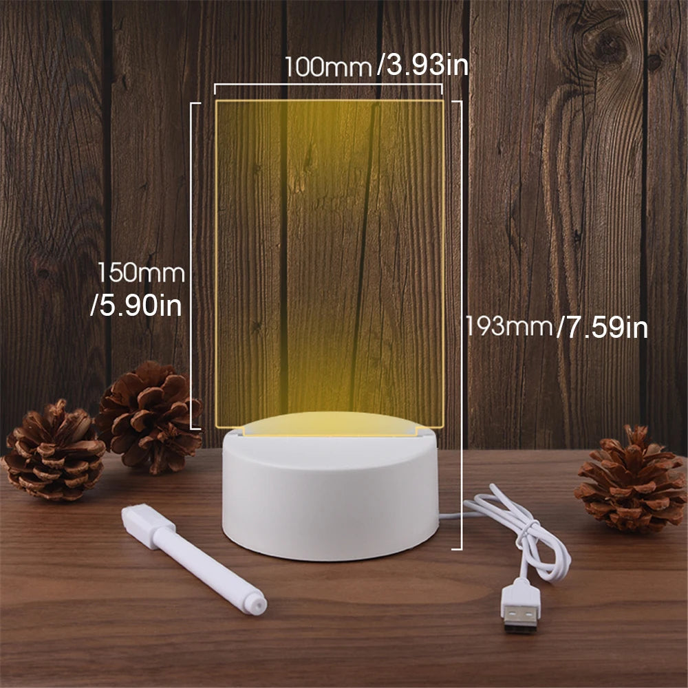 LED Acrylic Message Board – USB-Powered Warm White Light