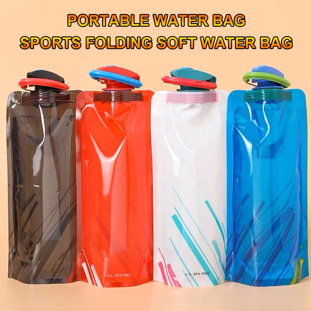 Foldable Sports Water Bottle – BPA-Free PE Plastic, Portable for Hiking & Cycling