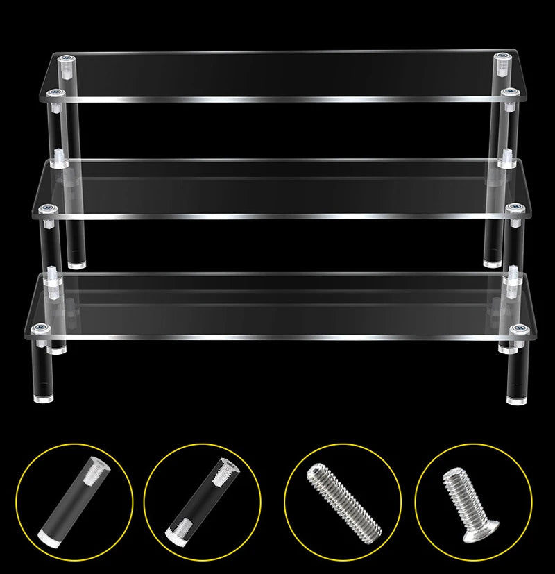 Clear Acrylic Display Stand – 1 to 4 Tier Riser Rack for Figures, Cupcakes, Perfume & Collectibles
