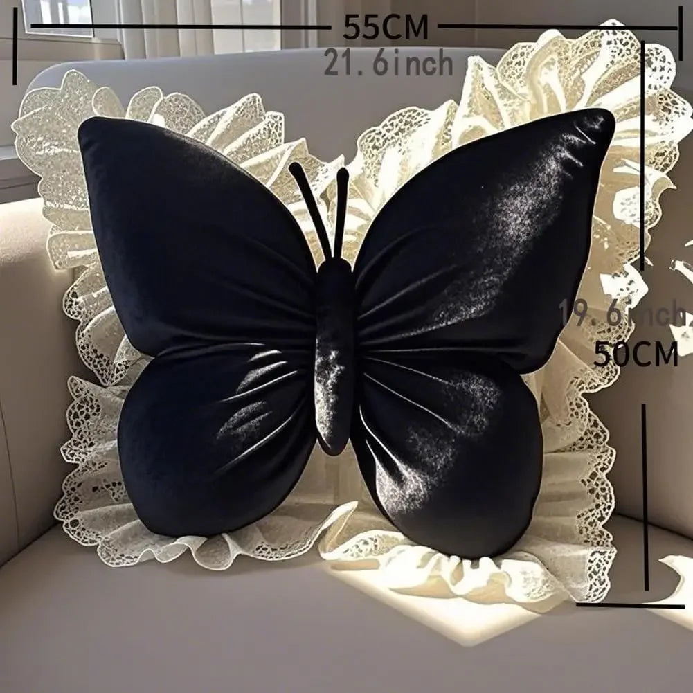 Butterfly Bow Princess Office Pillow Polyester Cotton Filled Cute Sofa Cushion for Bedroom Living Room Car Home Garden Decor