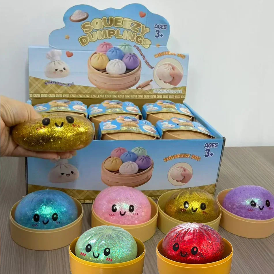 Dumpling Pressure Dumpling Squishies Cute Colorful Bun Toy Slow Rising Stress Relief Fidget Toy for Kids Adults Anti-Anxiety Toy