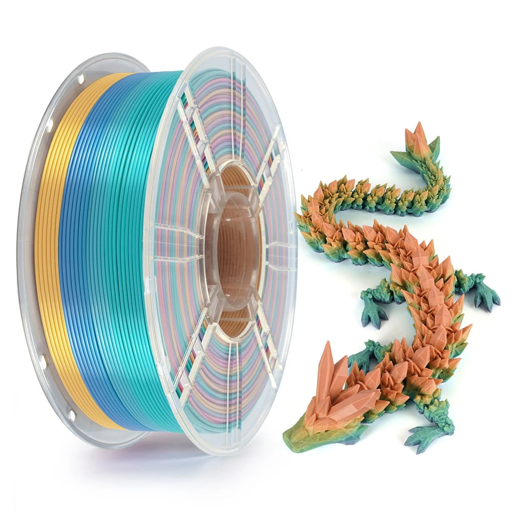 KINGROON Rainbow Silk PLA Filament – 1.75 mm, 2.2 lb (1 kg)