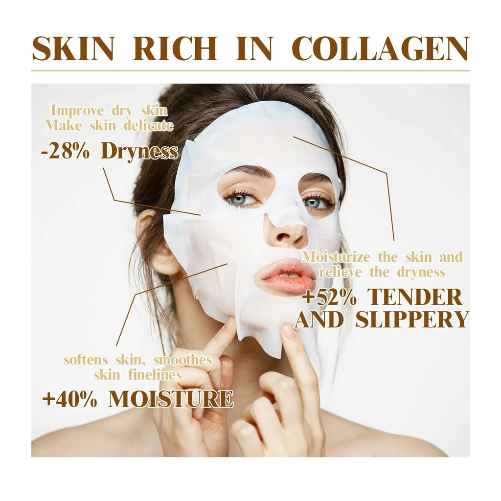 Korean Collagen Anti Wrinkle Facial Mask Fade Fine Lines Anti Aging Firm Skin Moisturizing Brightening Skincare Mask
