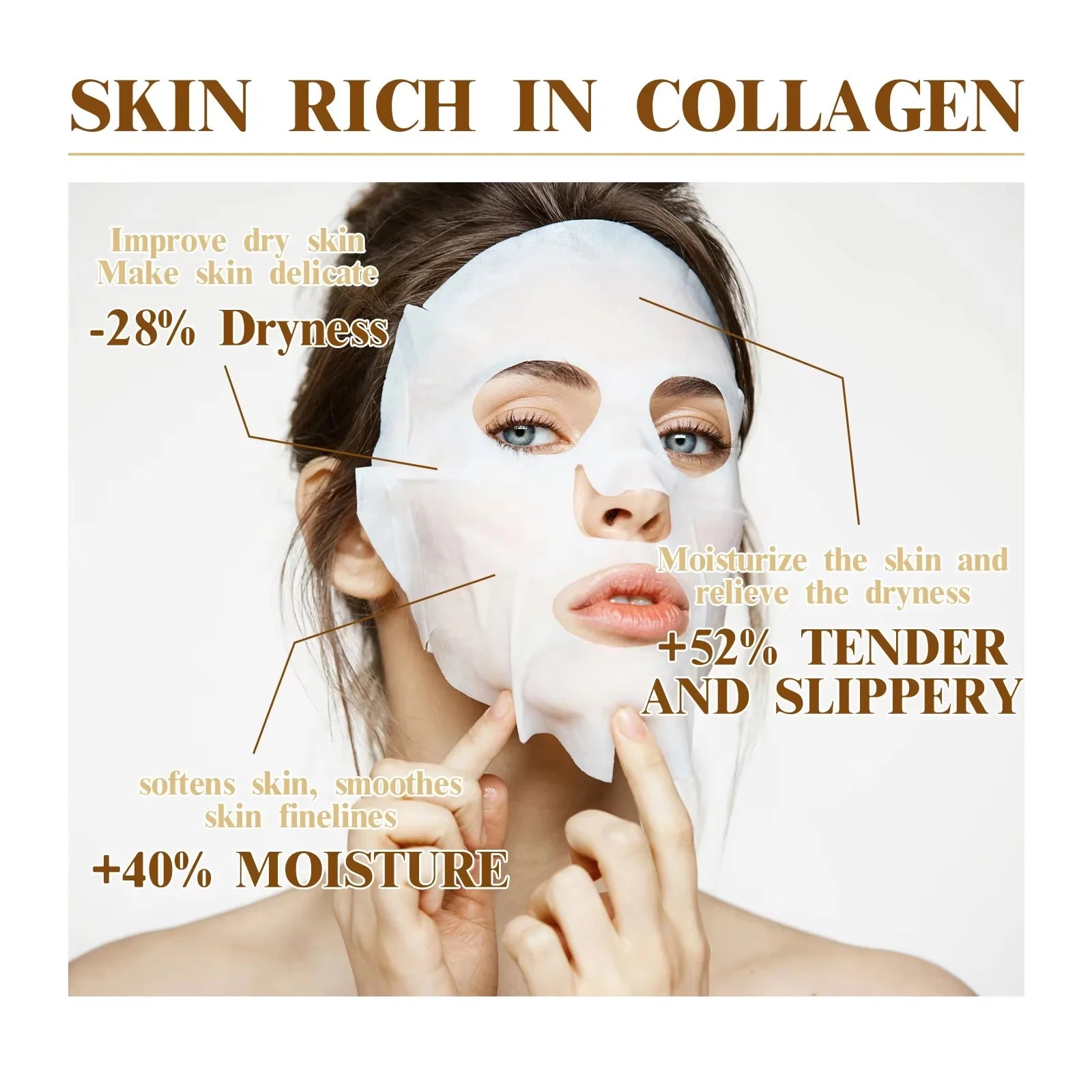 Korean Collagen Anti Wrinkle Facial Mask Fade Fine Lines Anti Aging Firm Skin Moisturizing Brightening Skincare Mask