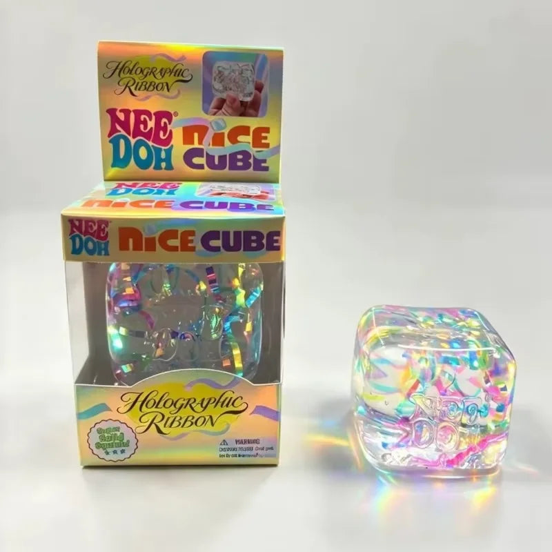 Holographic Ribbon Squeeze Fidget Cube