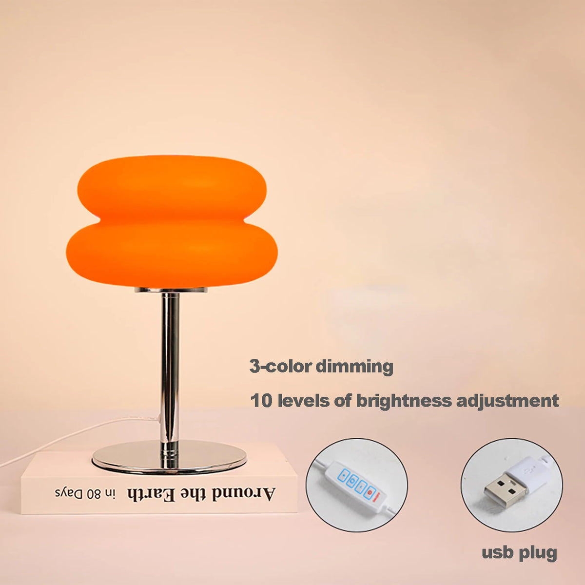USB-Powered Mushroom LED Table Lamp with Dimming