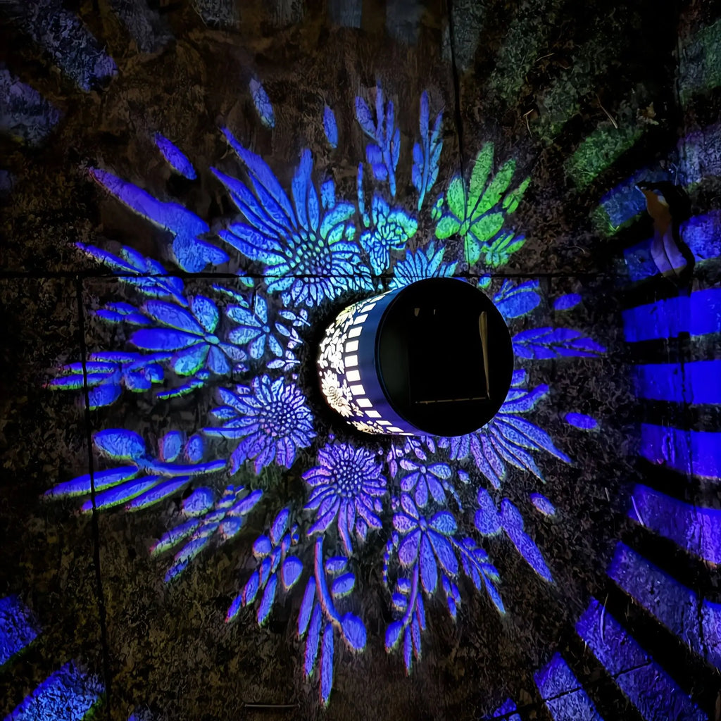 Solar Mandala Sonnenblumen Projektor Wandleuchte Außen Garten Dekoration Landschaftslicht für Terrasse Garten Anwesen Veranda Hof
