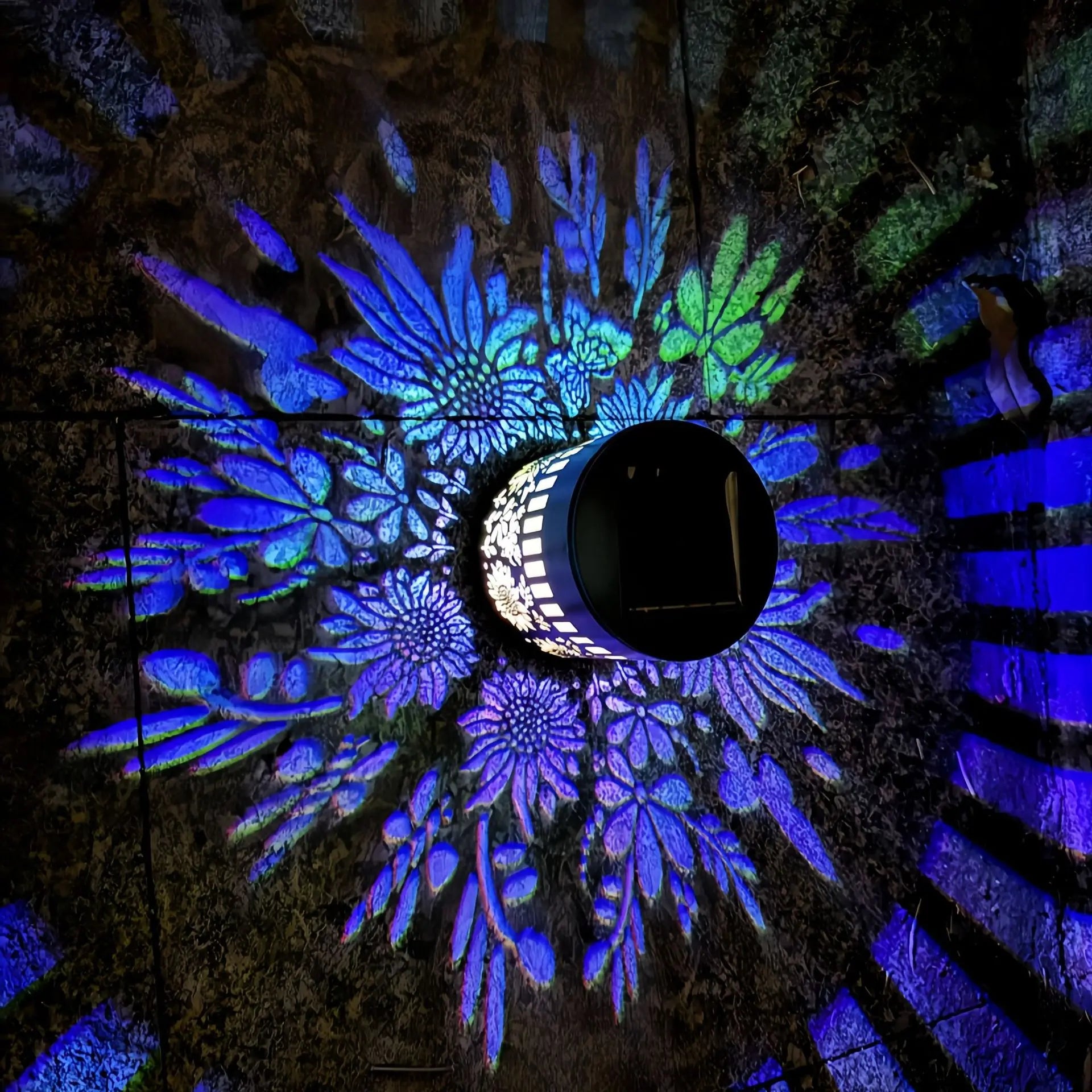 Solar Mandala Sonnenblumen Projektor Wandleuchte Außen Garten Dekoration Landschaftslicht für Terrasse Garten Anwesen Veranda Hof