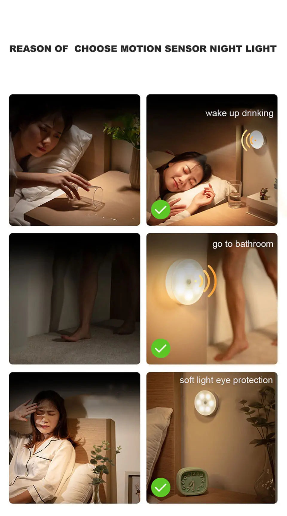 Rechargeable Round Motion-Sensor LED Night Light