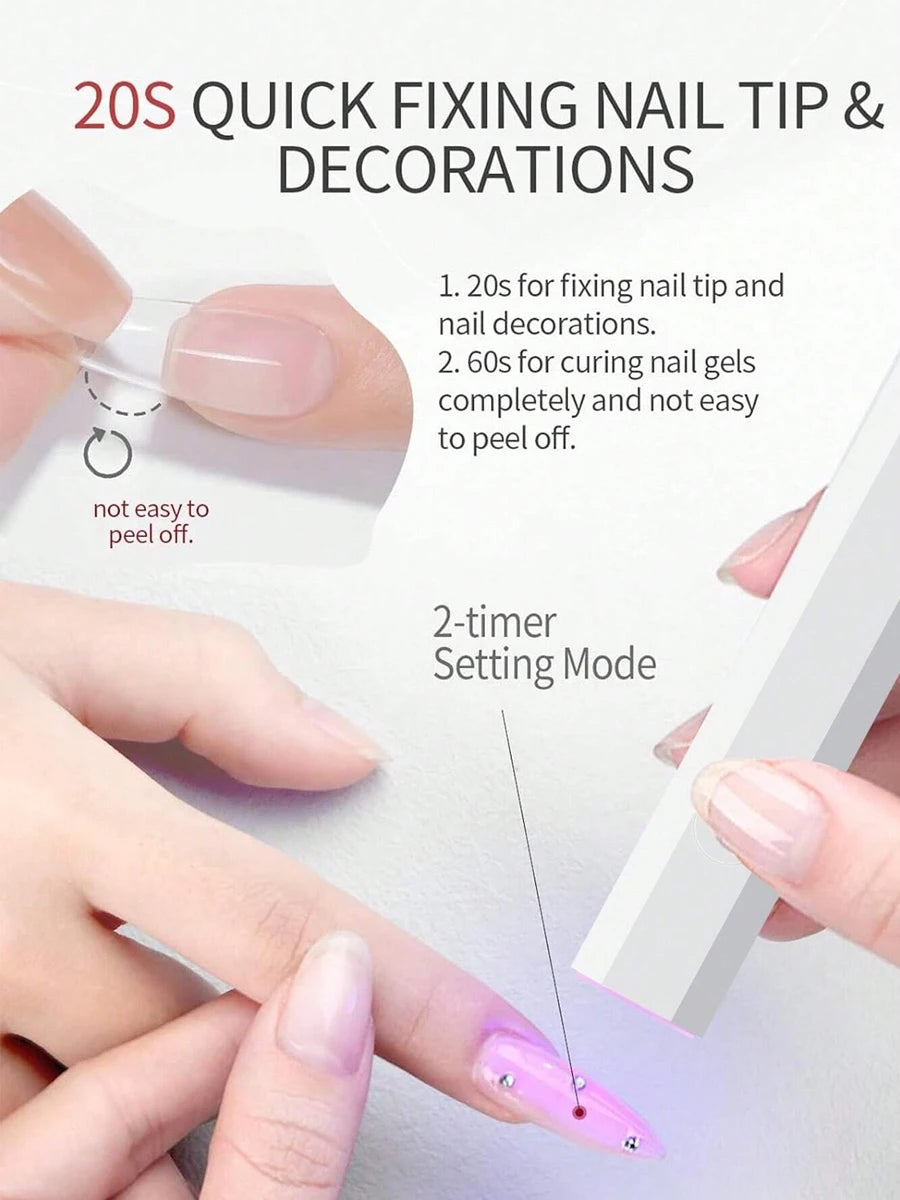 Handheld-UV-Licht für Gelnägel, tragbare UV-Nagellampe, wiederaufladbare LED-Nagellampe für Nail Art mit Tischständer