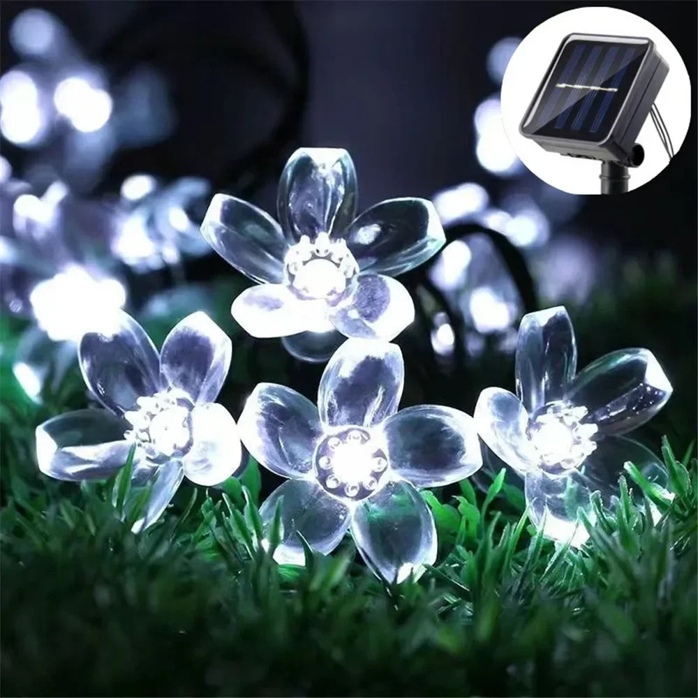 20/50/100Leds Solar String Lights Cherry Flower Fairy Lamp Waterproof Outdoor Garden Party Tree Decoration