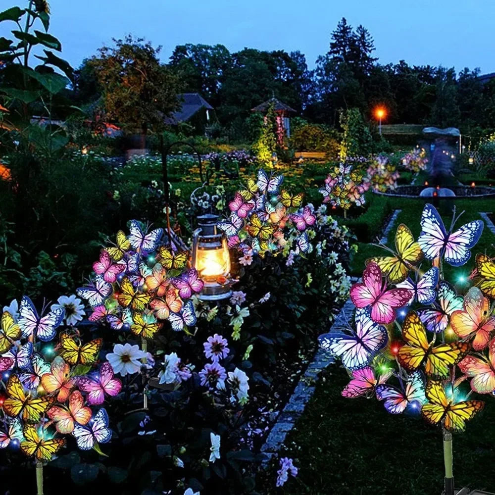 Festival Solar Outdoor Lights Butterfly Flower Garden Fairy Lights Wedding Birthday Decorations Lawn Lamp Yard Path Ornament