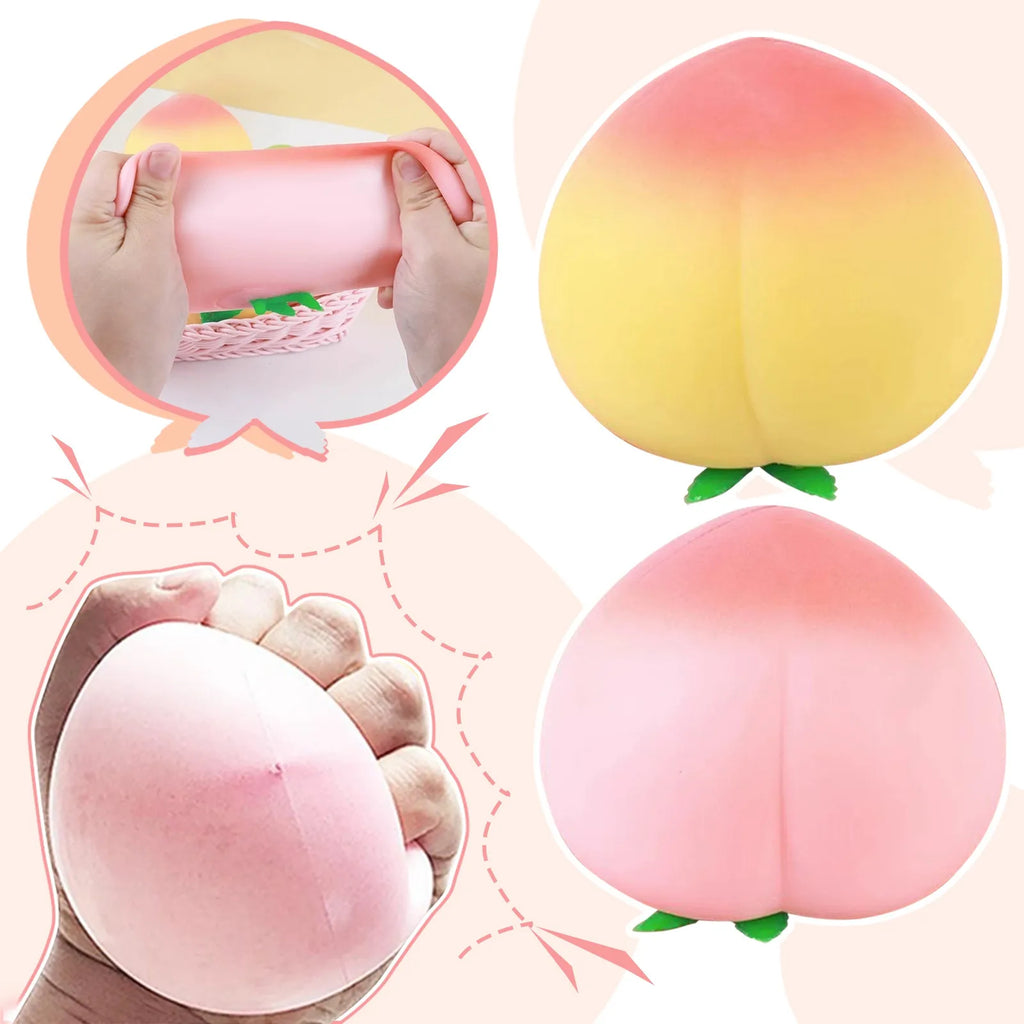Fidget Toy Cartoon Peach PU Squishy Slow Rising Anti Stress Decompression Kawaii Kids Squishies Toys Gift