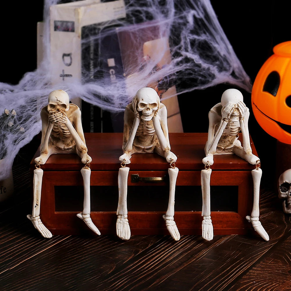 No Evil Skeleton Figurine – Halloween Decor