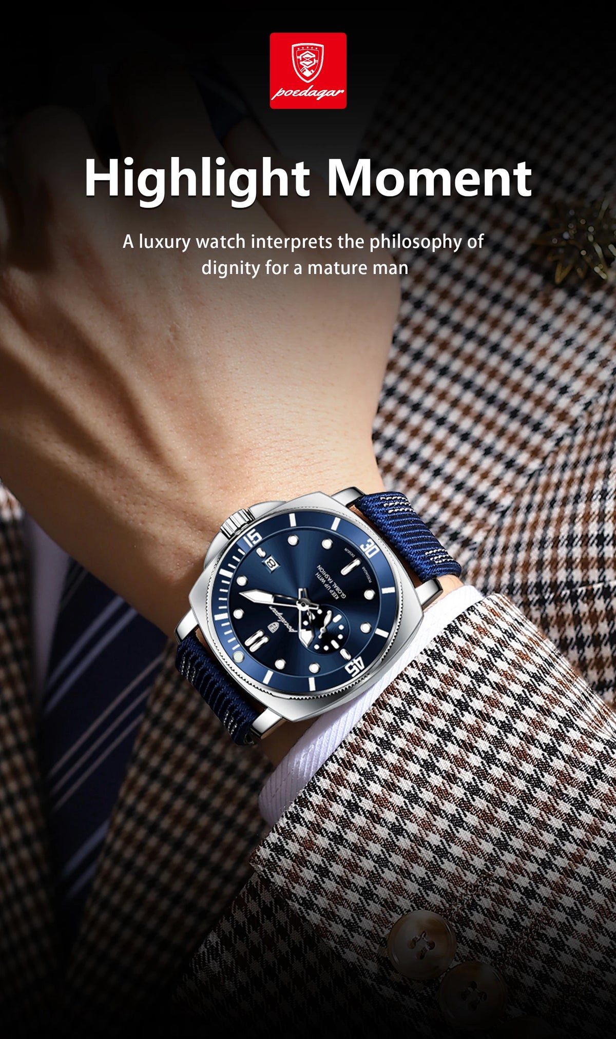 POEDAGAR 873-NL Men’s Quartz Watch with Nylon Strap