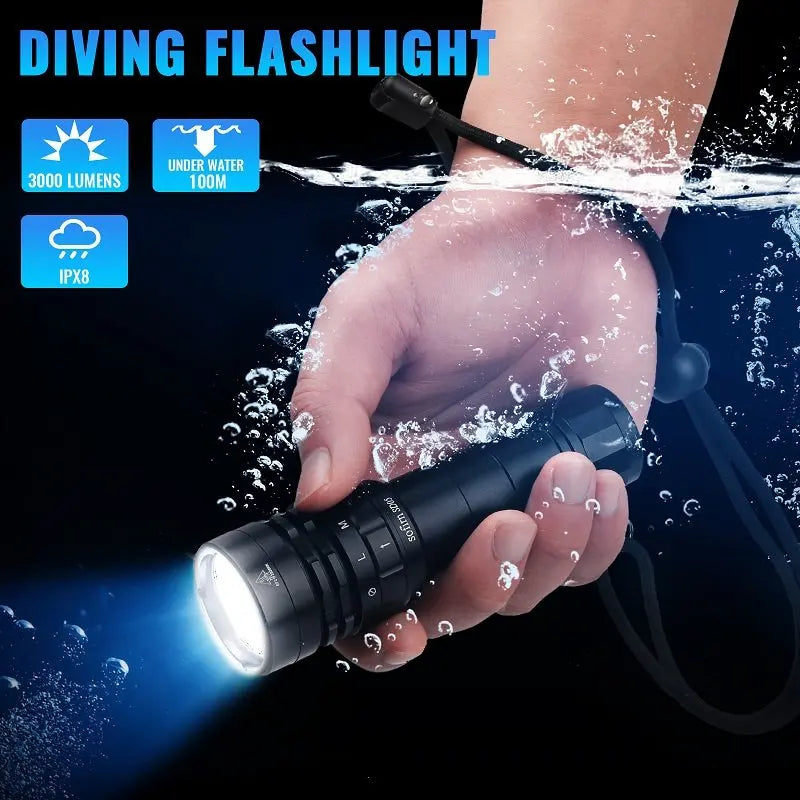 Sofirn SD05 Scuba Diving Flashlight – XHP50.2 LED, 3000lm, 21700 Battery, Magnetic Switch, 200–500m Beam, 5000K/6500K