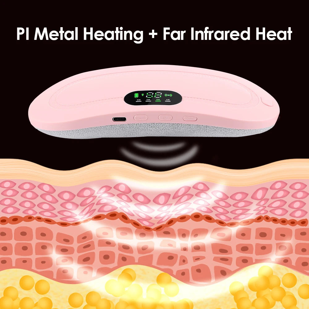 Electric Heating Massage Belt – Vibrating Period Cramp Relief & Waist Warmer, CE Certified, USB Rechargeable