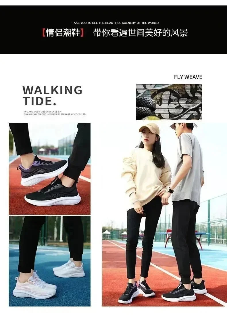Lässige Laufschuhe Sommer-Mode rutschfeste Wander-Mesh atmungsaktive Sportschuhe Tennis Damen Trend Damen-Sneaker Paar