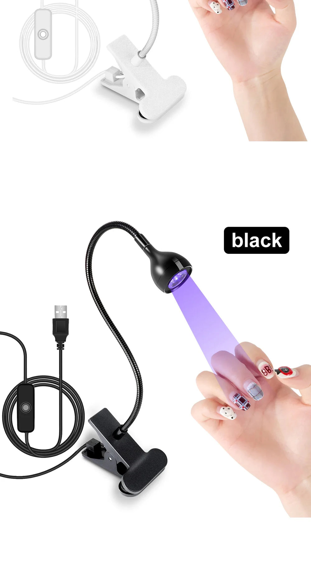 Clip-On Mini USB UV Nail Lamp – 3W LED, Portable Gel Dryer for Manicure & Salon
