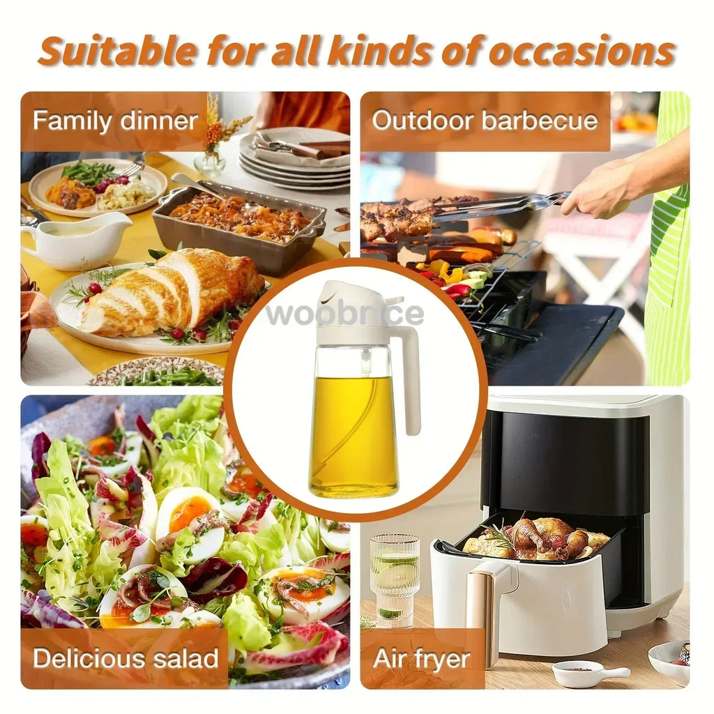 2-in-1 Cooking Oil Sprayer & Pourer – Bottle or Brush Options