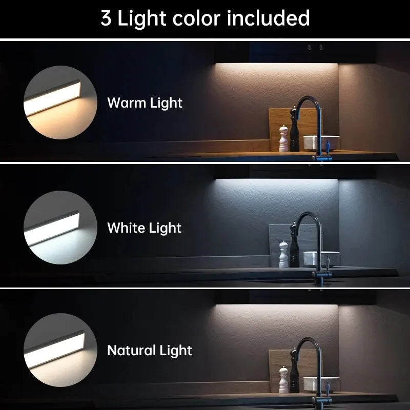 Rechargeable Motion-Sensor LED Light Bar – 3 Colors, Under-Cabinet