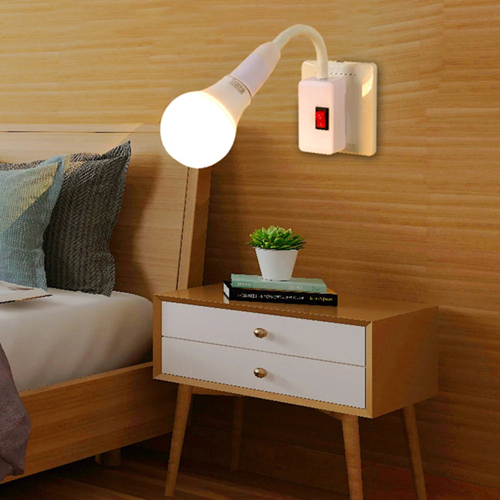 Plug-In E27 Lamp Holder with Switch & Flexible Neck