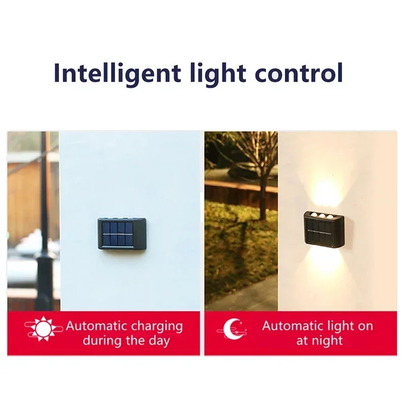 LED Solar Light Outdoor Waterproof Solar Wall Lamp Up and Down Luminous Lighting for Garden Fence Decor Solar Powered Wall Lamp