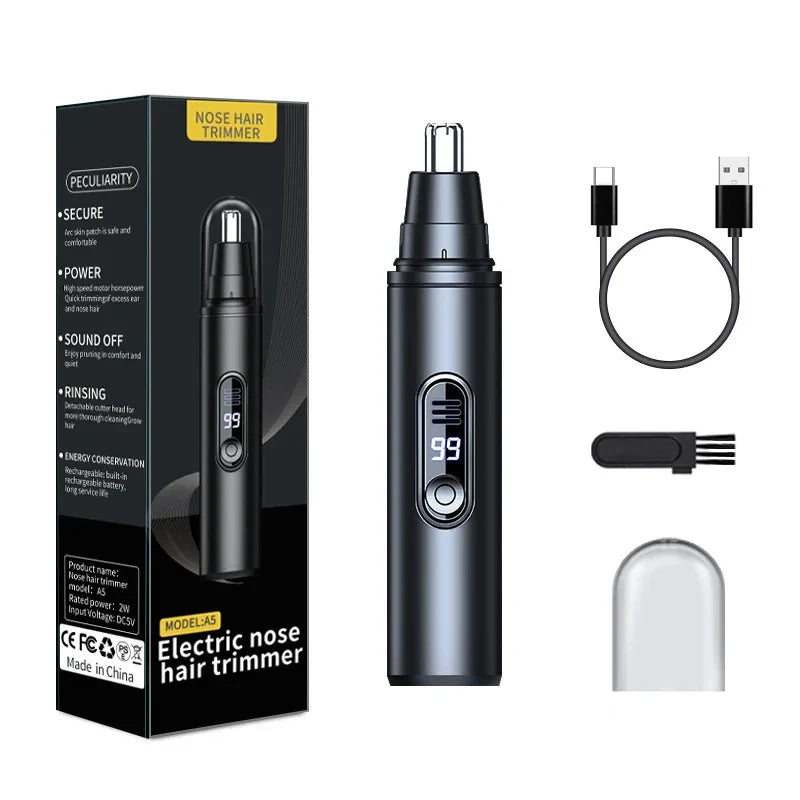 USB-C Rechargeable Nose Hair Trimmer – Black