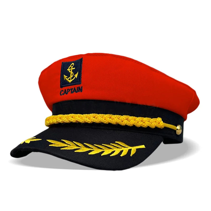 Captain's Yacht Hat – Adjustable, Gold Rope Trim, 3 Colors