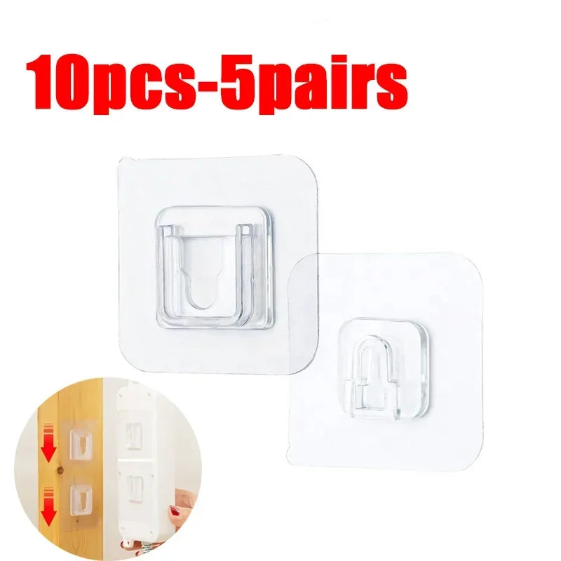 Clear Interlocking Adhesive Wall Mounts – 1–40 Pair Options