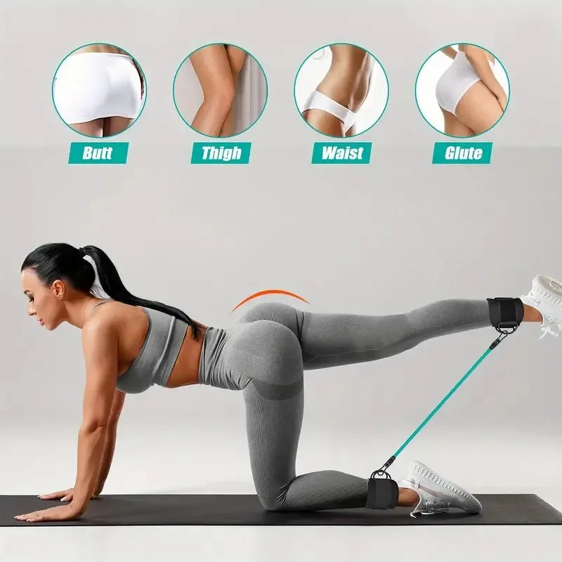 Ankle Resistance Bands Set – Adjustable Elastic Straps for Hip & Glute Training, Home & Gym