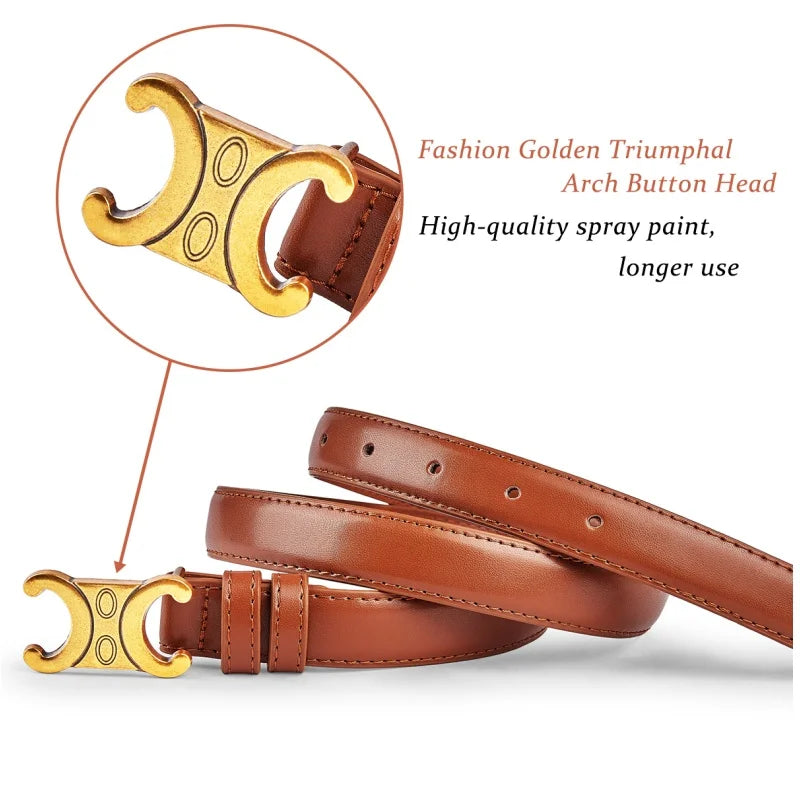 Women’s Belt with Gold-Tone Geometric Buckle