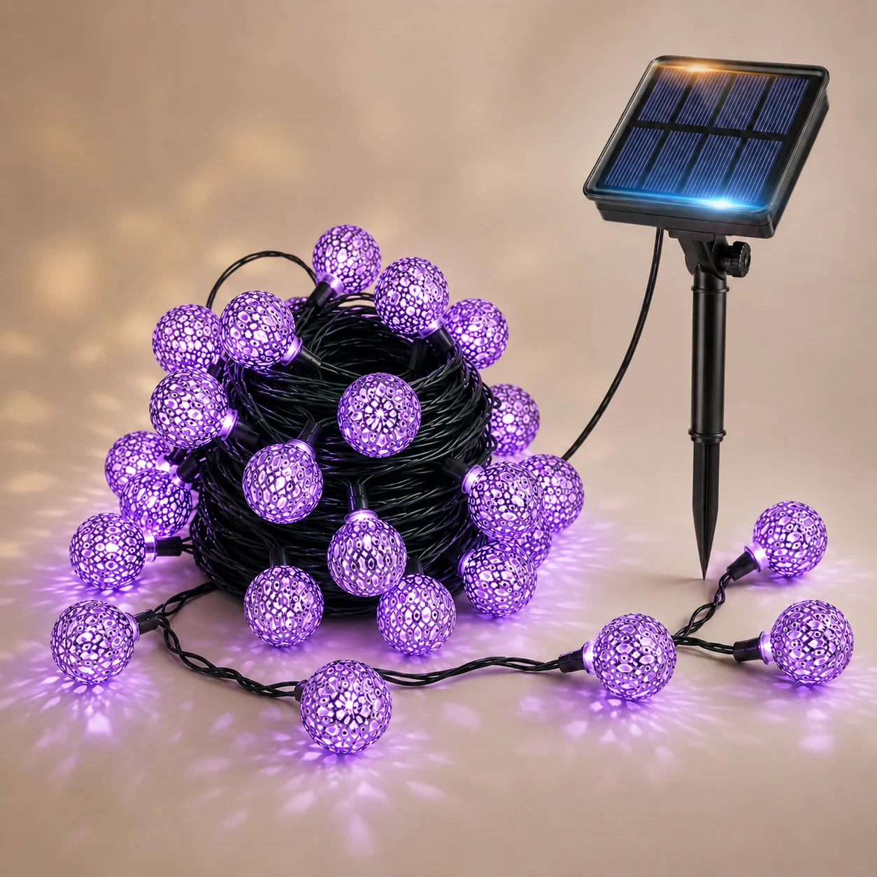 Solar String Lights Moroccan Globe Hollow Ball Fairy Lights Solar Powered 5M/6M 6 Colors for Garden Patio Party Xmas Decor