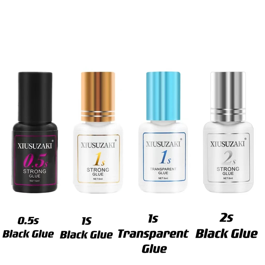 XIUSUZAKI Lash Extension Adhesive – Black, Clear & UV Options, 6 mL