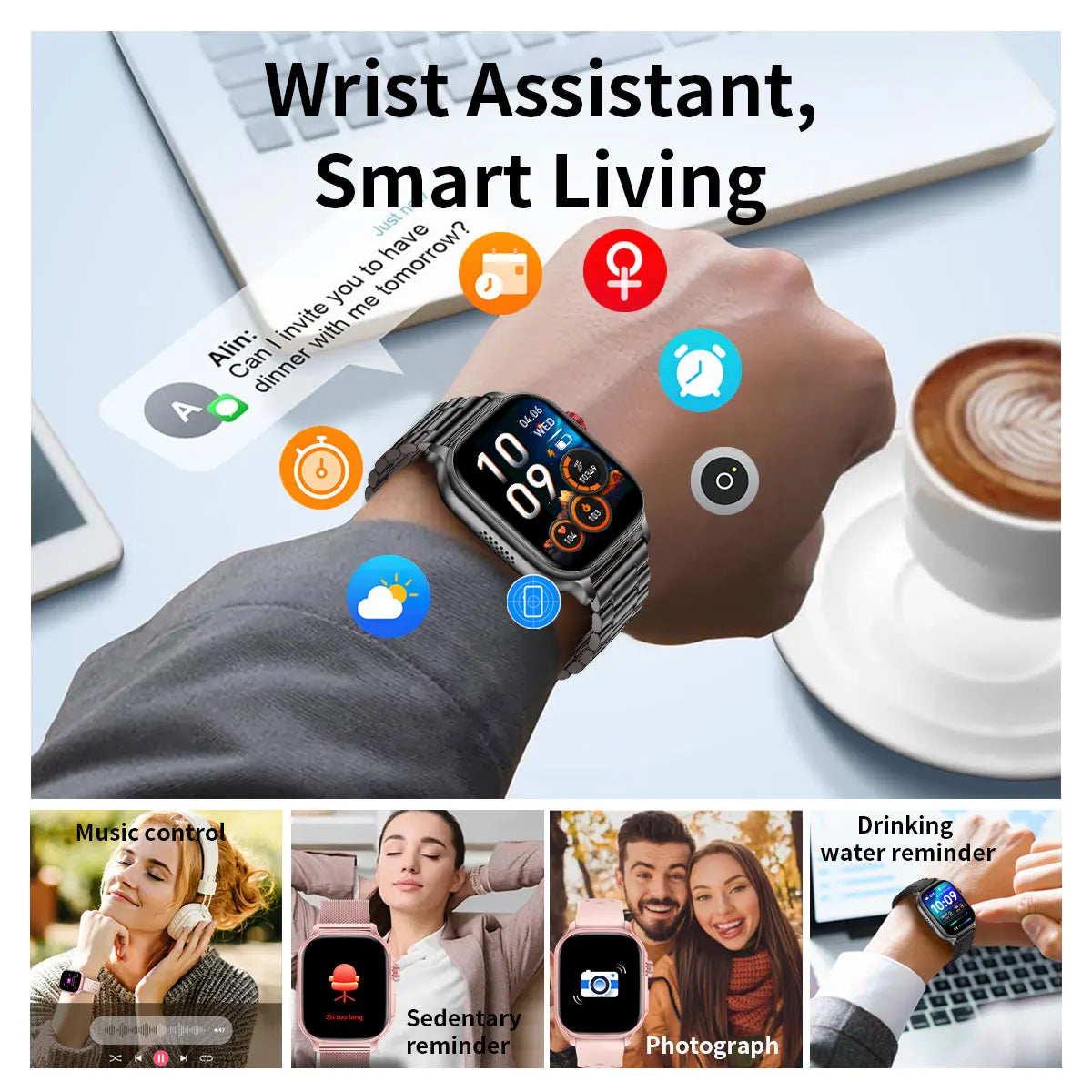 Bluetooth Calling Smartwatch with LED Flashlight