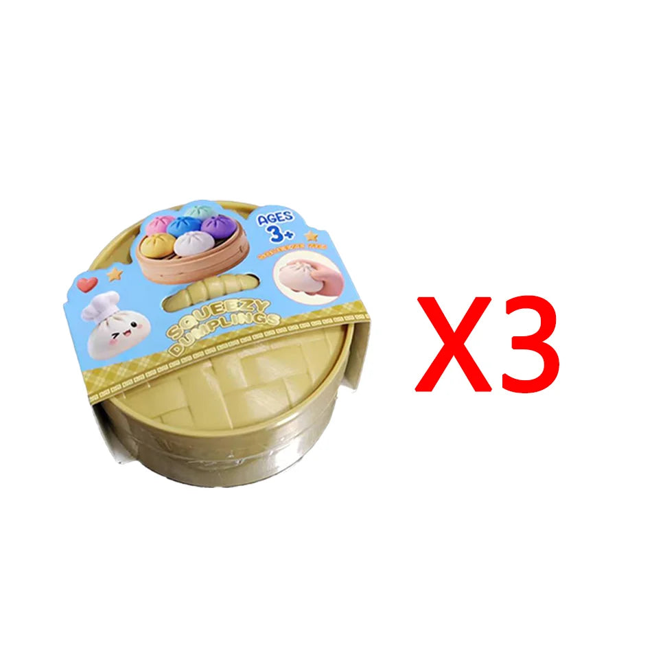 Dumpling Pressure Dumpling Squishies Cute Colorful Bun Toy Slow Rising Stress Relief Fidget Toy for Kids Adults Anti-Anxiety Gif
