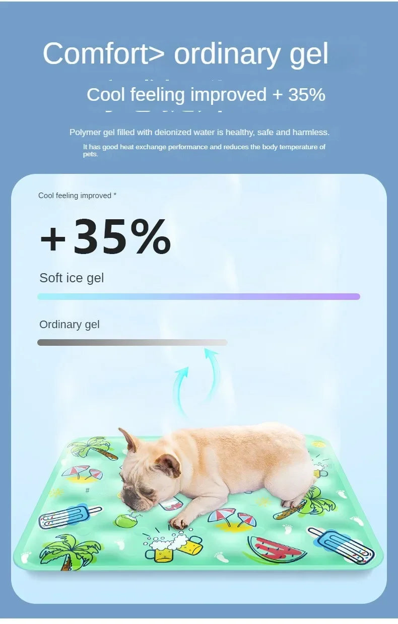 Large Pet Cooling Mat for Summer Heat Relief Reusable Breathable Gel Freeze Panel for Dogs Cats Indoor Outdoor Crate Bed