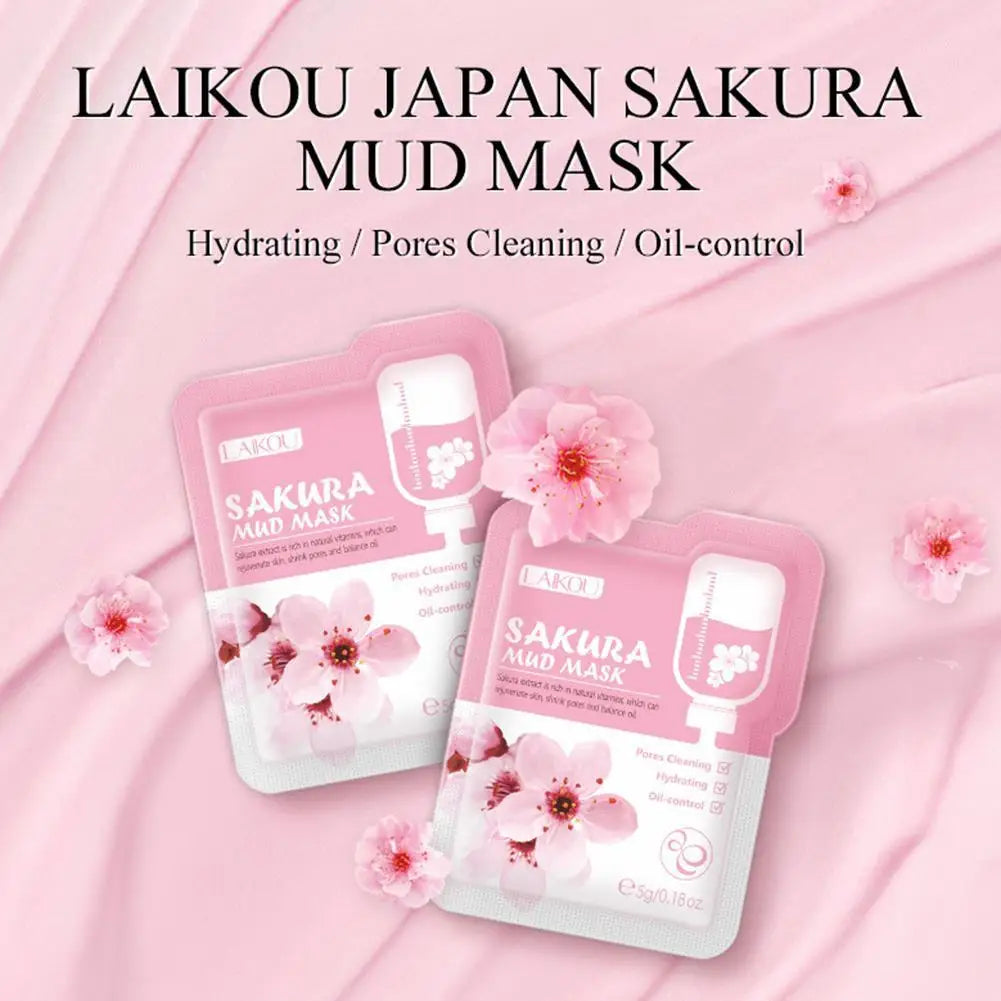 Sakura Clay Mud Face Mask – 12pc Set, Brightening, Deep Cleansing & Hydrating, All Skin Types