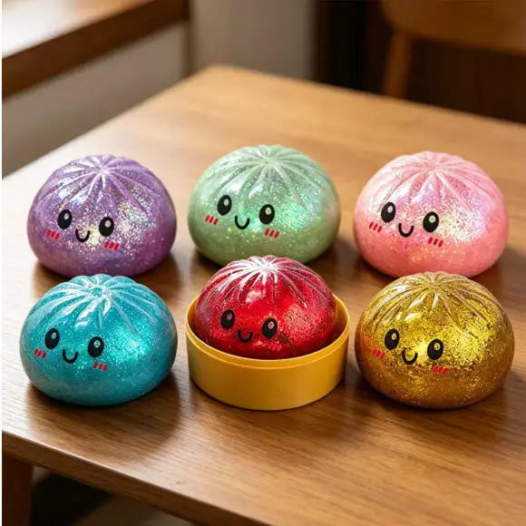 Dumpling Pressure Dumpling Squishies Cute Colorful Bun Toy Slow Rising Stress Relief Fidget Toy for Kids Adults Anti-Anxiety Gif