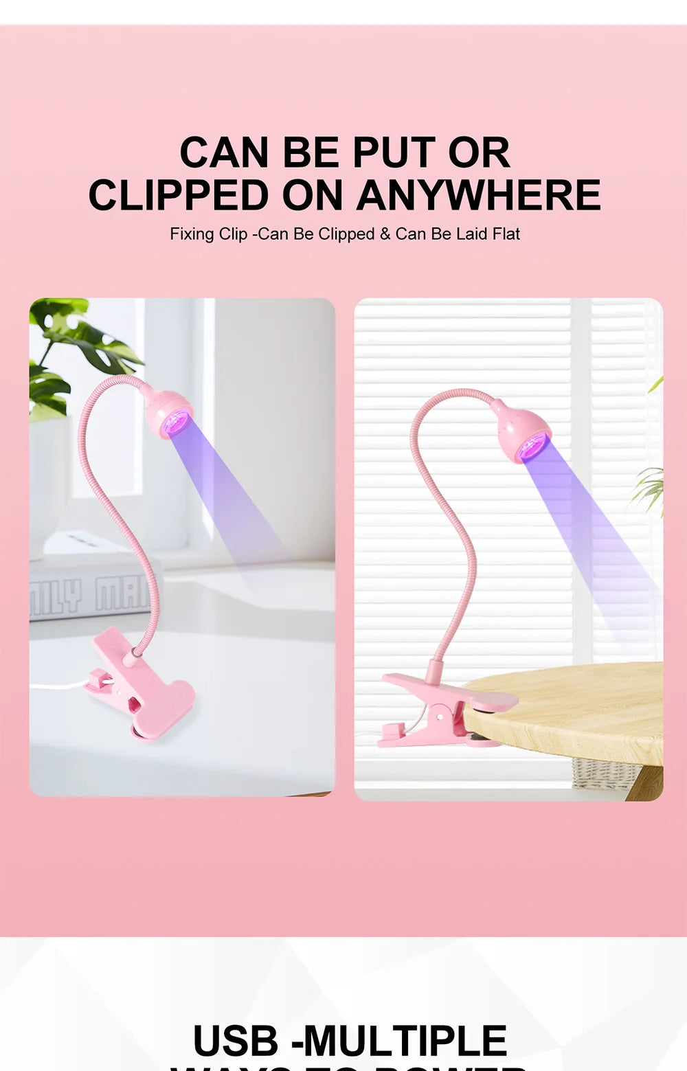 Clip-On Mini USB UV Nail Lamp – 3W LED, Portable Gel Dryer for Manicure & Salon