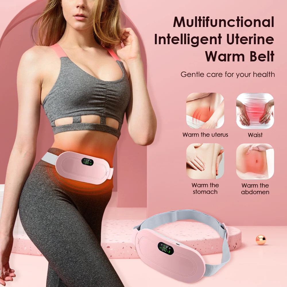 Electric Heating Massage Belt – Vibrating Period Cramp Relief & Waist Warmer, CE Certified, USB Rechargeable