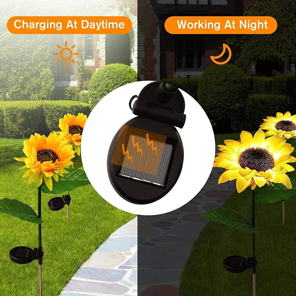 Outdoor Solar Sunflowers Smart Sense Garden Lights Yard Wedding Thanksgiving Decor Light Festival Decoration LED Lawn Light
