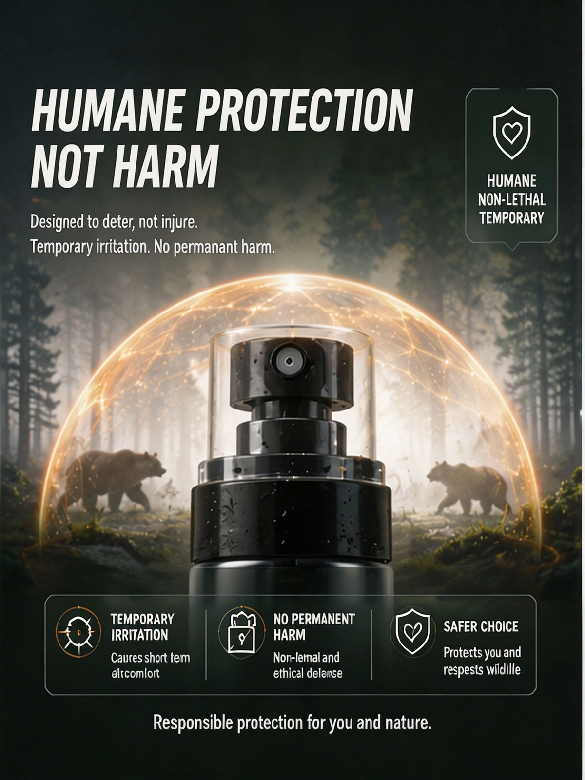 Wildlife Repellent Pepper Spray – 100ml Bear & Dog Deterrent, Safety Lock, Non-Lethal, Camping & Hiking Gear