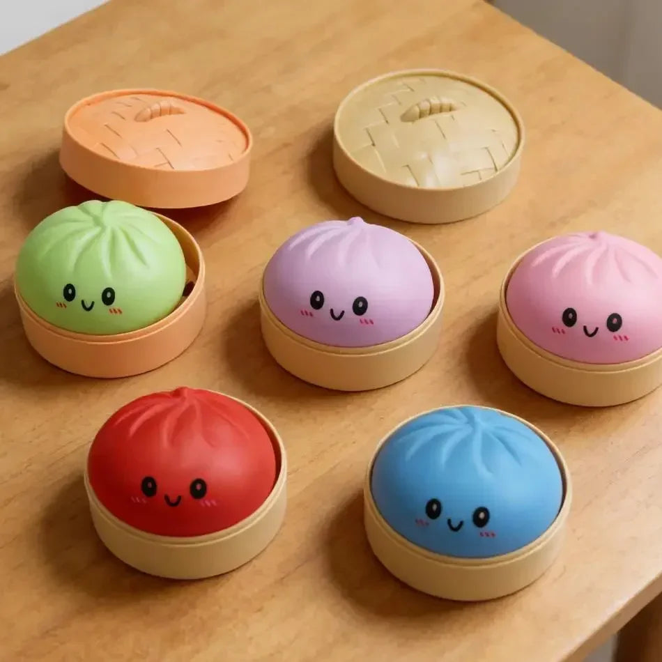 Dumpling Pressure Dumpling Squishies Cute Colorful Bun Toy Slow Rising Stress Relief Fidget Toy for Kids Adults Anti-Anxiety Toy