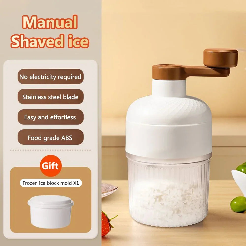 Manual Hand-Crank Ice Crusher – Portable Shaved Ice & Smoothie Maker, Non-Slip Base, Easy to Clean