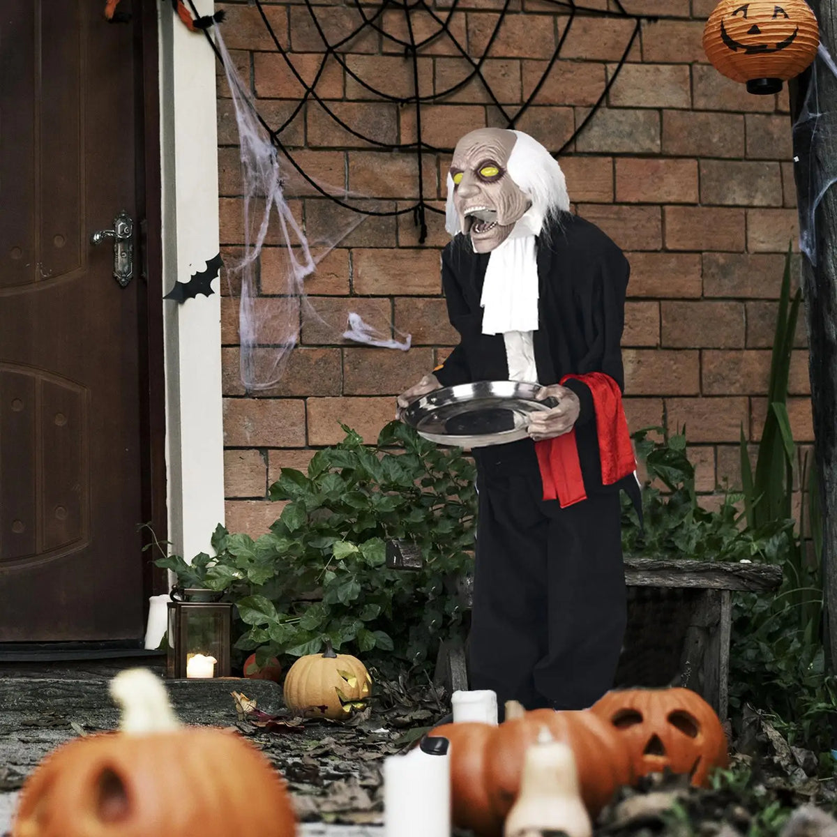 Animated Halloween Butler with Glowing Eyes