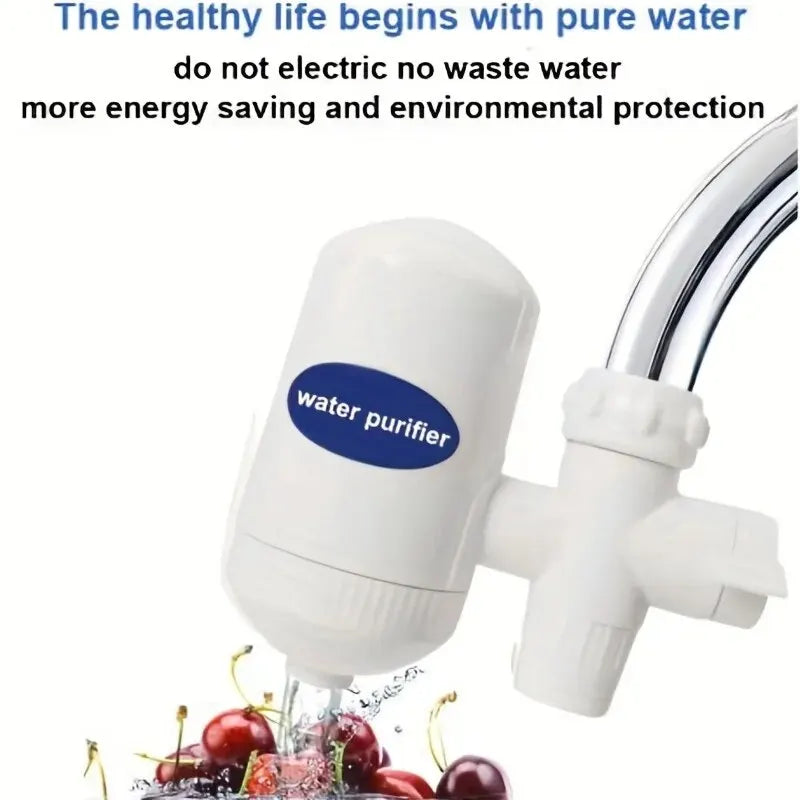 Dual-Outlet Faucet Water Filter – White